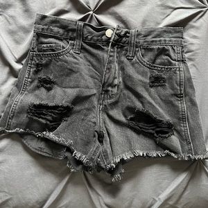 Hollister Black Denim High Rise Short Shorts